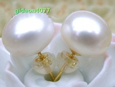 14K SOLID GOLD 9-10MM AAAA GRADE WHITE AKOYA PEARLS EARRING AU585