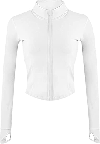 Womens Active Zip up Running Workout Cropped Bbl Athletic Jacket with Thumb Hole - Picture 11 of 12