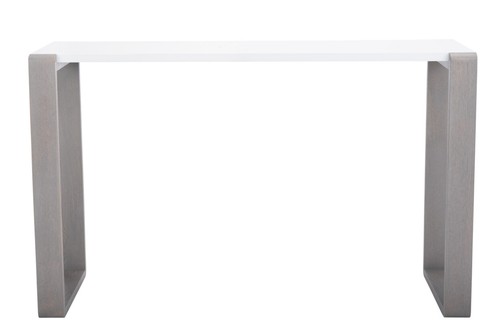 SAFAVIEH Bartholomew Scandinavian Lacquer Console Table | White / Grey | - Picture 2 of 10