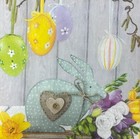 Two Individual Decoupage Paper Napkins Luncheon Easter Bunny Flowers Eggs