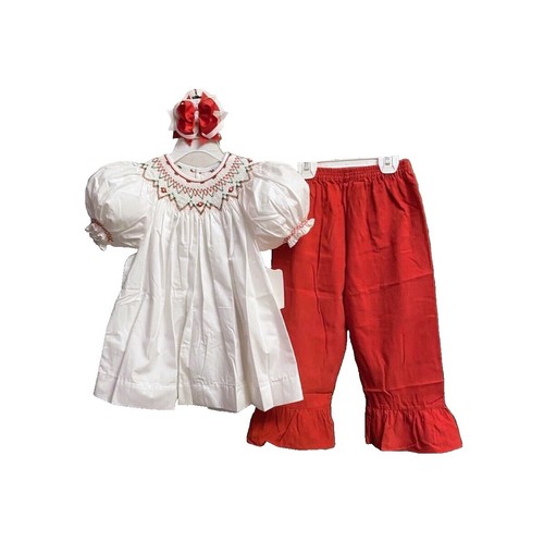 Remember Nguyen Infant Girl Smocked Flared Red Check Dress- Size 24M New No Tag