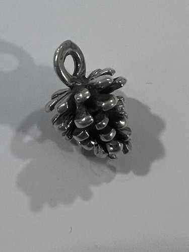 Sterling Silver .925 Pinecone Charm 14mm x 9mm Bracelet Necklace NEW