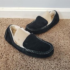 koolaburra UGG lezly slipper suede leather fur lined slip on black womens 10