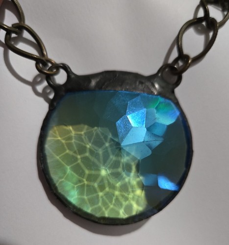 Roxhouse Handmade Artisan Galactic Waters Iridescent Prism Pendant Necklace - Picture 5 of 6