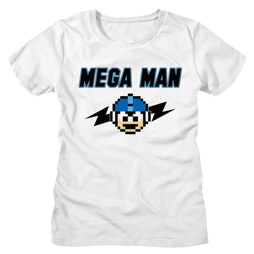 Mega Man Capcom Video Game Lightning Bolts 8 Bit Women's T Shirt Gamer Merch - Picture 1 of 3