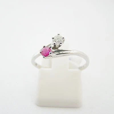 Ring Weißgold 585er Rubin Brillant Goldringe 14 kt Diamant Edelsteine - Bild 1 von 3