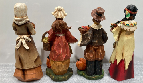 2 Ganz & 2 T.J. MAXX Thanksgiving Pilgrim Resin Figurines 11.5-12.25” H - Picture 12 of 19