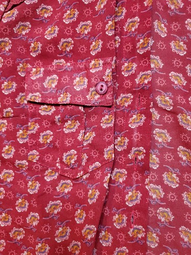 American Rag Cover Up Shirt Red Floral Tie Front Lace Back Women M Medium - Picture 7 of 12