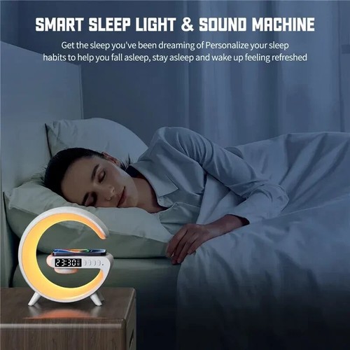Wireless Charger Pad Stand Speaker TF Card RGB Night Light Lamp Alarm Clock Fast - Picture 5 of 9