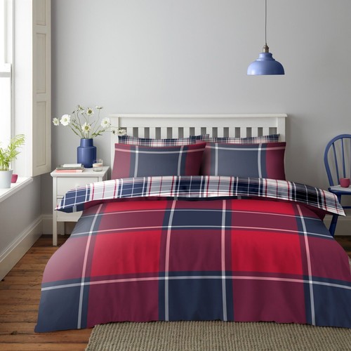 Reversible Duvet Cover Set with Pillowcase Cotton Quilt Bedding - Single Double - Picture 274 of 298