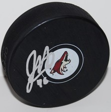 JORDAN MARTINOOK signed (PHOENIX COYOTES) souvenir logo hockey puck W/COA JORDAN MARTINOOK signed (PHOENIX COYOTES) souvenir logo hockey puck W/COA