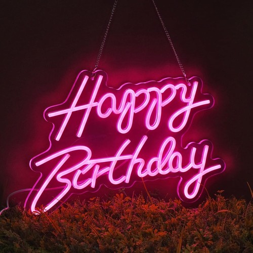 Letrero de neón de feliz cumpleaños para decoración de paredes, con interruptor regulable, reutilizable Happy Bi - Imagen 6 de 11