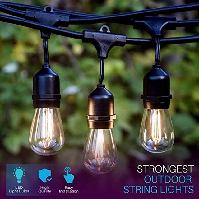 48ft Led Outdoor String Lights Ul Listed 15 Hanging Sockets 2 Watt 48ft Led Outdoor String Lights Ul Listed 15 Hanging Sockets 2 Watt Dimmable