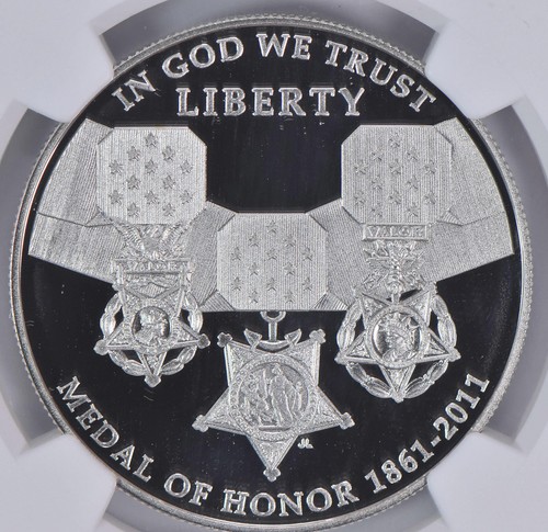2011-P Medal Of Honor Commemorative Dollar PF70 UCAM NGC Brown Label - Picture 3 of 5