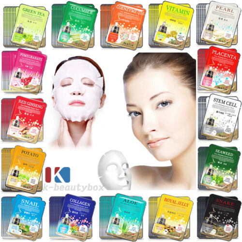 30PCS Korean Essence Facial Mask Sheets Moisture Face Mask Pack Skin Care Lots - Afbeelding 1 van 10