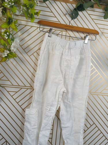 ZARA GIRLS 100% Linen Jogger Pants Side Pockets Stretch Waist Size 11-12 - Picture 7 of 8