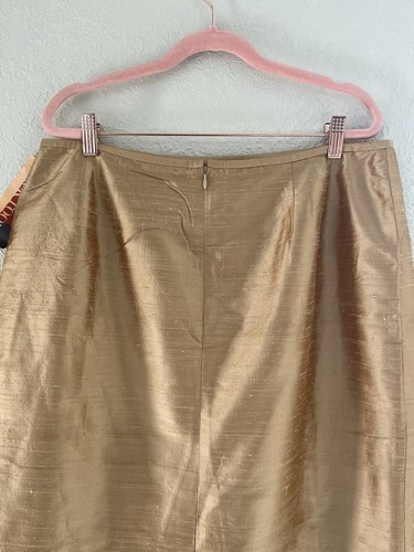 Blazer Falda Traje Lafayette 148 Mujer Seda 2 Piezas Dorado Talla 16 NUEVO - Imagen 10 de 14