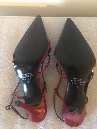 Sz.6 Carles By Carles Sastara Patent Leather Cherry Red Sling Back Heel Shoes - Picture 8 of 10