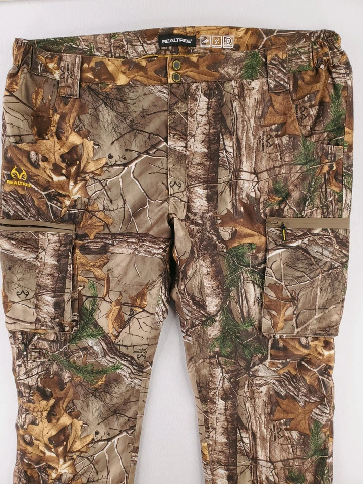 Real Tree Pants Mens XXL Brown Camo Cargo Fleeced Water Wind Resistant Hunting - Image 2 of 4