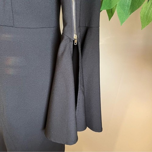 INA Bell Sleeve Zip Embellished Bodycon Dress Black Sz S - Picture 14 of 16