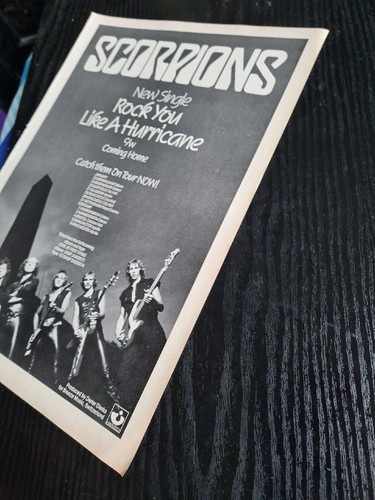 SCORPIONS ROCK HURRICANE ORIGINAL 1984 MUSIC ALBUM tour ADVERT 8.5X11" POSTER - Imagen 2 de 3