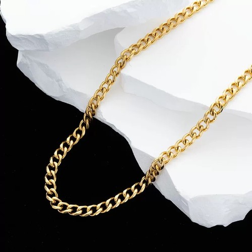 10K Solid Yellow Gold 6mm Curb Link Chain Necklace - Bild 2 von 30