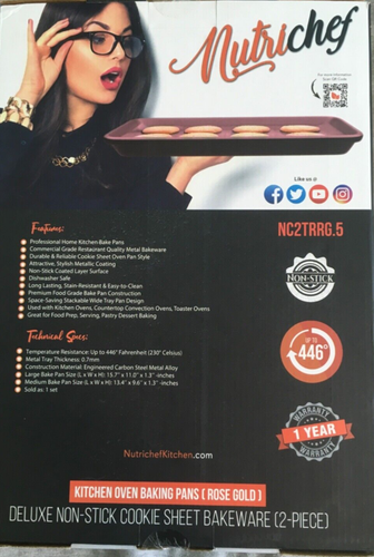 nutrichef kitchen oven baking pans rose gold - Imagen 1 de 8