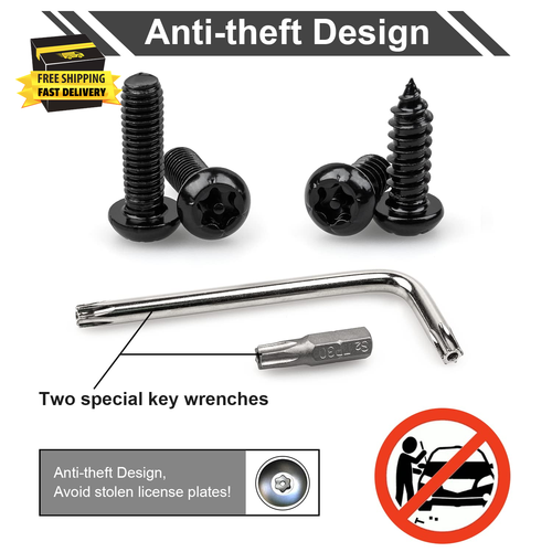 License Plate Screws Kits, Black anti Theft Mounting Hardware for Car Tag Plate - Picture 3 of 7