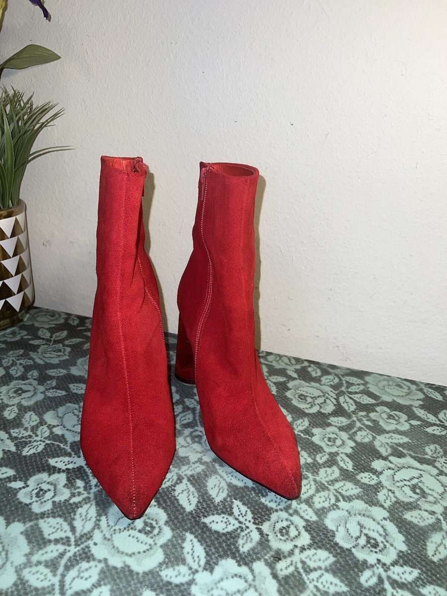 Women s Jeffrey Campbell Lustful Red Suede Ankle Boots Sz 6 eBay