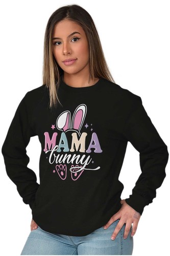 Cute spring Easter Rabbit Ears Mama Bunny Long Sleeve T Shirt Tees For Women - Picture 4 of 7