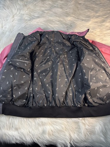 Vintage CB Sports Windbreaker Jacket Girls M/L Full Zip Pink Gray 1985! - Picture 3 of 10