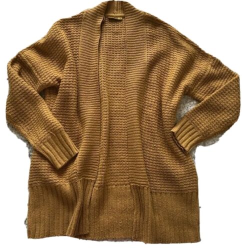 Strickjacke Cardigan ockerfarben senfgelb Curry gelb Gr. S 36