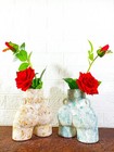 Vintage Style Butts Shaped Textured Vase (Set of 2) for Home Decor