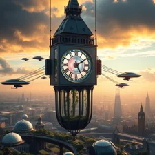 Digital picture Image clock in the space PNG printable file