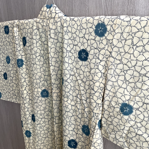 Kimono giapponese vintage bellissimo yukata giallo usato kimono - Foto 8 di 10