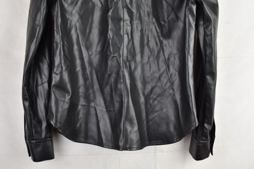 H&M Black Faux Leather Overshirt Jacket size Uk 6 Womens Shacket Casual Outdoors - Picture 8 of 8