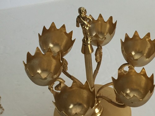 Vtg ABF Italian Alabaster Six Delicate Metal Oval Jagged Holders with Boy Figure - Picture 8 of 12