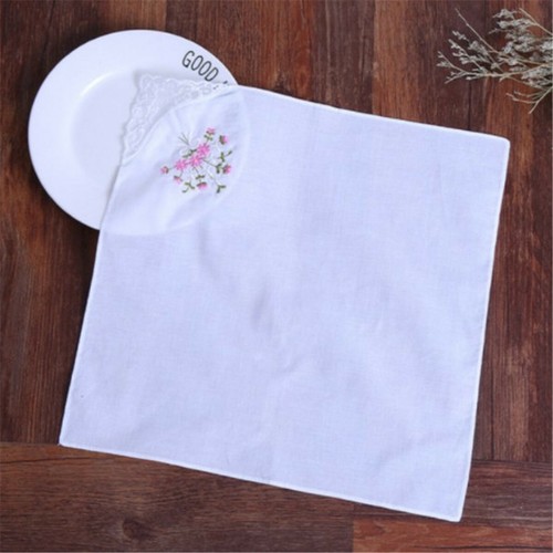 Elegant Womens Ladies Embroidered Lace Hankies Butterfly Floral Hankerchief - Picture 7 of 12
