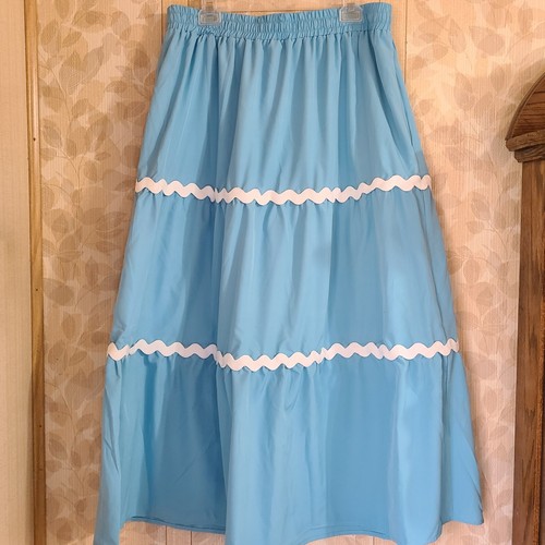 A-Line Flowy Maxi Blue Cottagecore White Rick Rack Striped Skirt XXL Boho Pocket - Picture 6 of 10