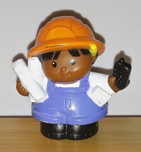 Fisher Price Little People Construction Girl w/ Blueprints 2002 - Imagen 1 de 4