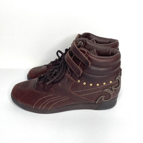 Vintage Reebok Freestyle Cowgirl High Top Double Strap Studded Sneakers Sz 6 - Bild 2 von 9