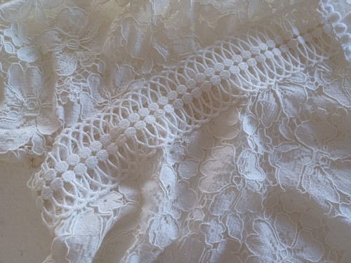 ATINA CRISTINA  White raised embroidered lace Floral Stretch Dress Womens Small - Bild 5 von 12