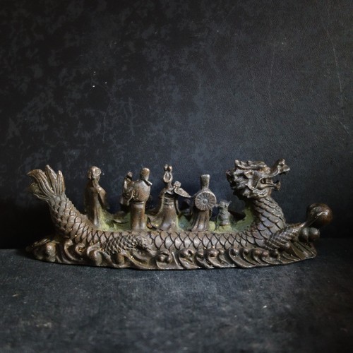 Fina figura de bronce "Los ocho inmortales" viajando por el mar - Imagen 9 de 11