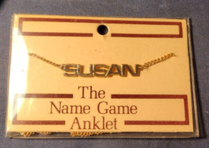 Authentic NOS Vintage The Name Game "SUSAN" Anklet Gold Plated Personalized
