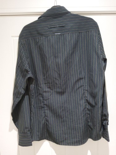 Point Zero Orange Label Mens Black Stripe Shirt Classic Fit Size Medium - Picture 3 of 5