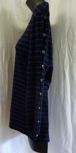 Cable & Gauge Knit Top Size L NWT Black Stripe Viscose Blend 3/4 Slit Sleeves - Picture 6 of 12