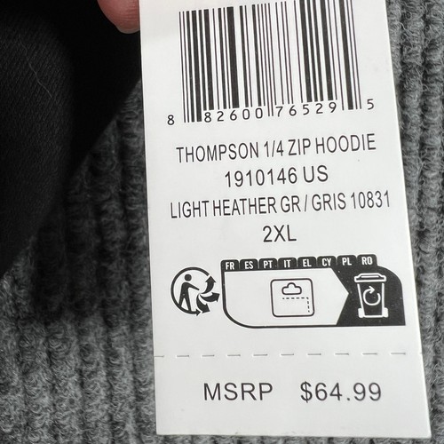 CAT Caterpillar Hoodie Sweatshirt Mens 2XL XXL Gray 1/4 Zip Long Sleeve Work New - Picture 10 of 14