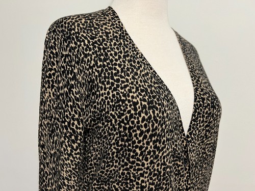 Ann Taylor Cotton-Blend V-Neck Cardigan Sweater Brown & Tan Animal Print Size M - Picture 10 of 17