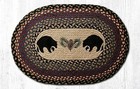 BRAIDED RUG--20" X 30" Oval 100% Jute Rug--BLACK BEARS
