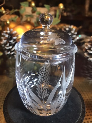 William Yeoward Crystal Butterfly Meadow Jam & Condiment Jar Honey Pot w/Spoon - Picture 2 of 22